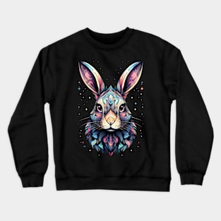 Blue, Pink And Yellow Geometrical Bunny Crewneck Sweatshirt